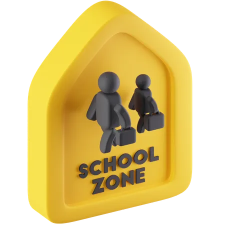 Panneau de zone scolaire  3D Icon