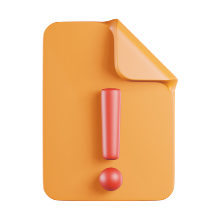 Signe d'exclamation de fichier  3D Icon