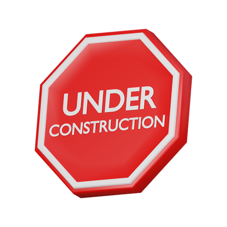 En construction, signe  3D Icon