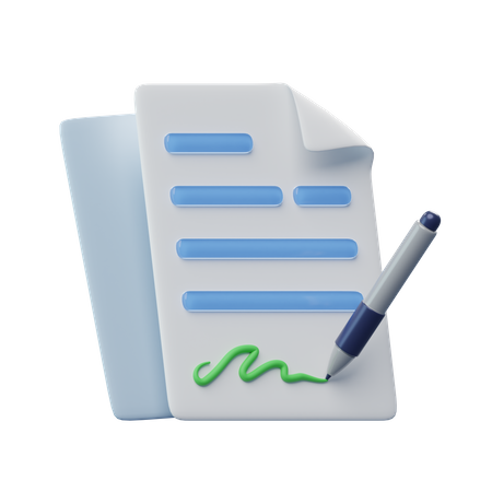 Signed Document  3D Icon