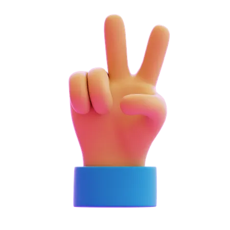 Gesto de la mano del signo de la victoria  3D Icon