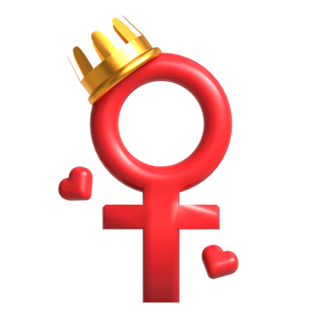 Signo femenino con corona  3D Icon