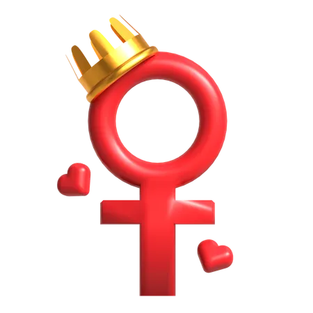 Signo femenino con corona  3D Icon