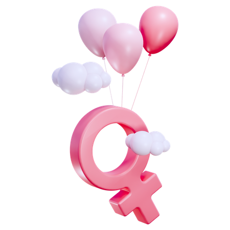 Signo femenino con globos  3D Icon