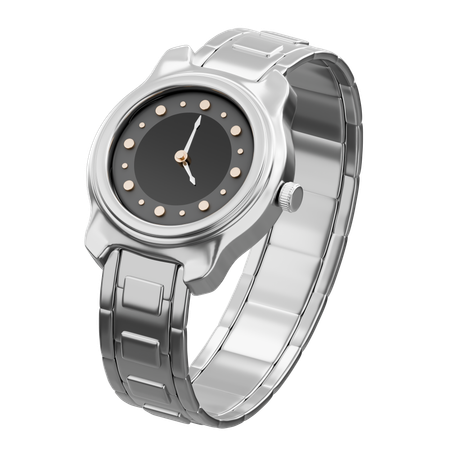 Silberne Armbanduhr  3D Icon