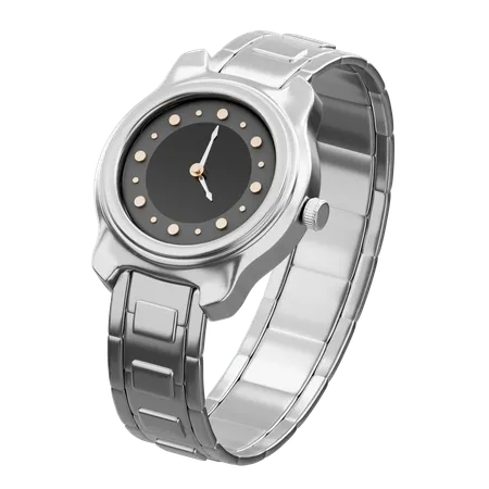 Silberne Armbanduhr  3D Icon