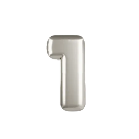Silber Metallic Ballon Nummer 1  3D Icon