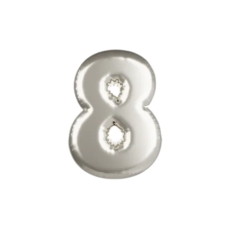 Silber Metallic Ballon Nummer 8  3D Icon