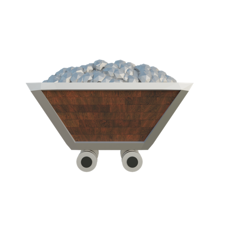 Silberner Minenwagen  3D Illustration