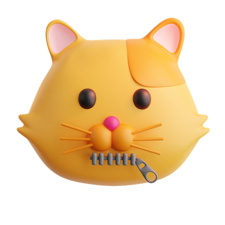 Silent Cat Emoji  3D Icon
