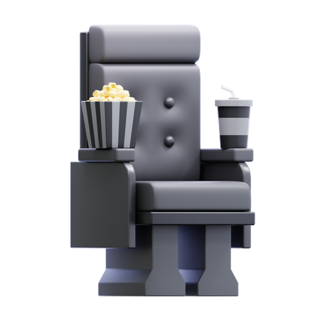 Silla de cine y merienda  3D Icon