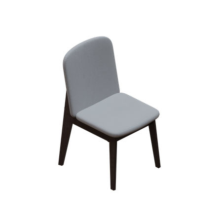 Silla de comedor con asiento de tela y patas de madera.  3D Icon