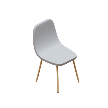 Silla de comedor de fibra con pata de madera  3D Icon