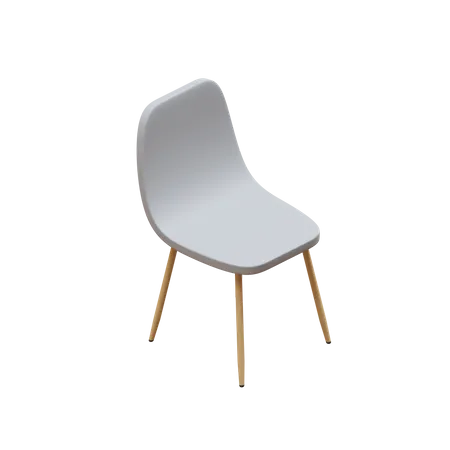 Silla de comedor de fibra con pata de madera  3D Icon