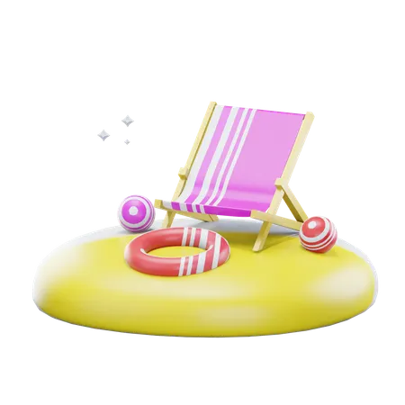 Silla de playa  3D Icon