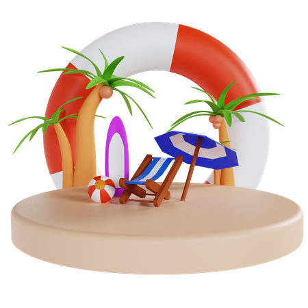 Silla de playa  3D Illustration