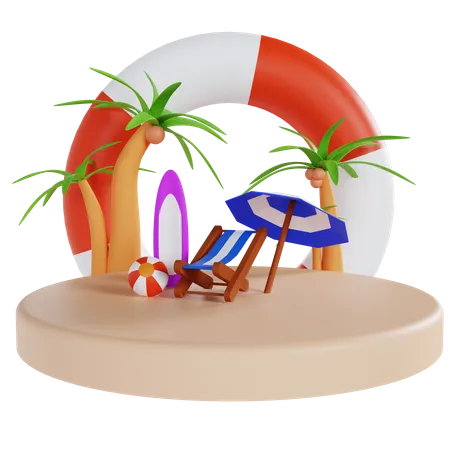 Silla de playa  3D Illustration
