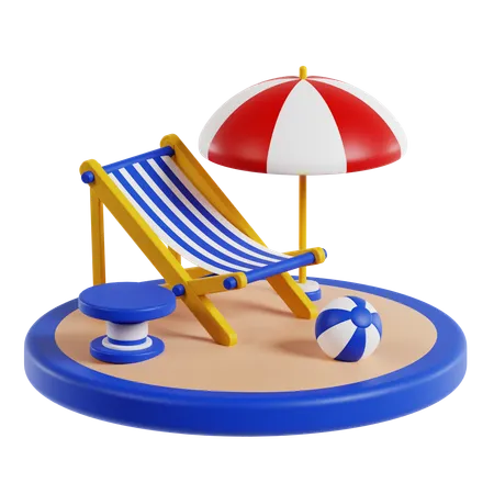 Silla De Playa 3 D Ilustracion De Viajes Y Vacaciones 3D Icon