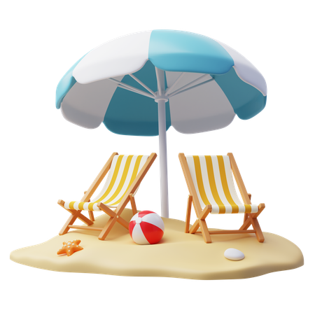 Silla de playa  3D Icon