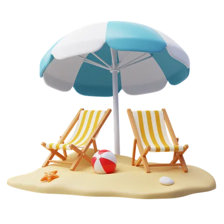 Silla de playa  3D Icon