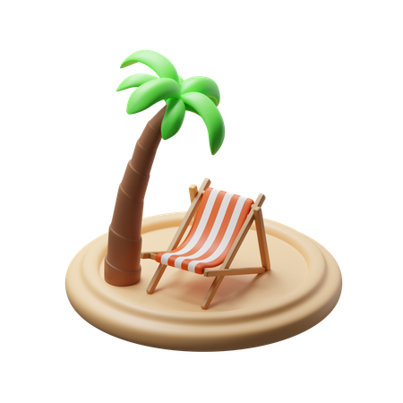 Silla de playa con cocotero  3D Icon