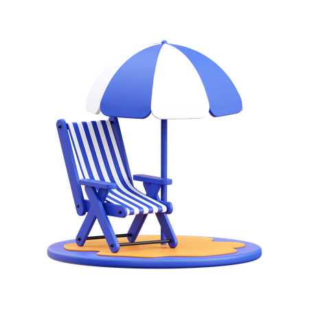 Silla de playa con sombrilla  3D Icon