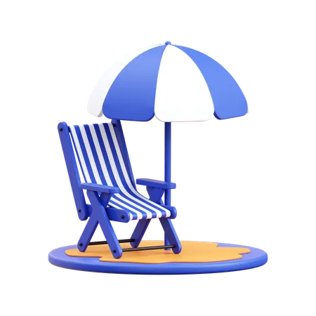 Silla de playa con sombrilla  3D Icon