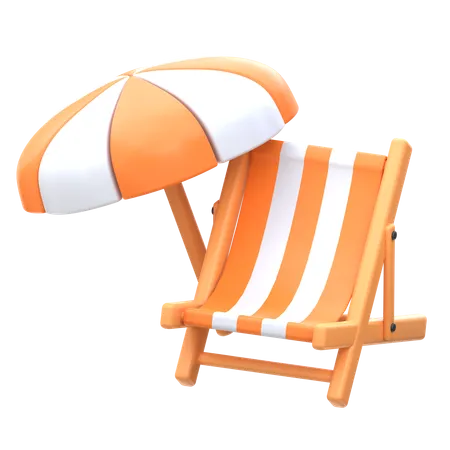 Silla de playa y sombrilla  3D Icon