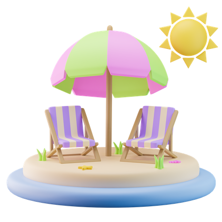 Sillas de playa de isla  3D Icon
