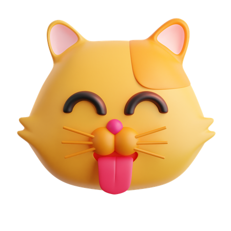 Silly Cat Emoji  3D Icon