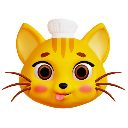 Silly Cat with Chef Hat  3D Icon