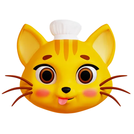 Silly Cat with Chef Hat  3D Icon