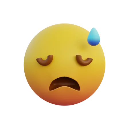 Silly face with cold sweat  3D Emoji