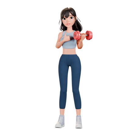 Silueta de levantadora femenina dedicada al entrenamiento  3D Illustration