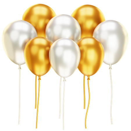 Silver and Gold Balloon  3D Icon