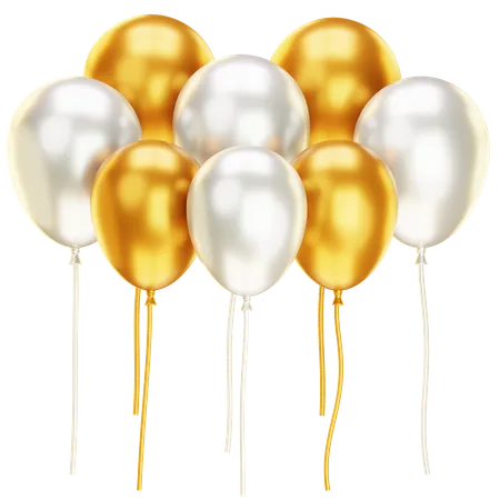 Silver and Gold Balloon  3D Icon