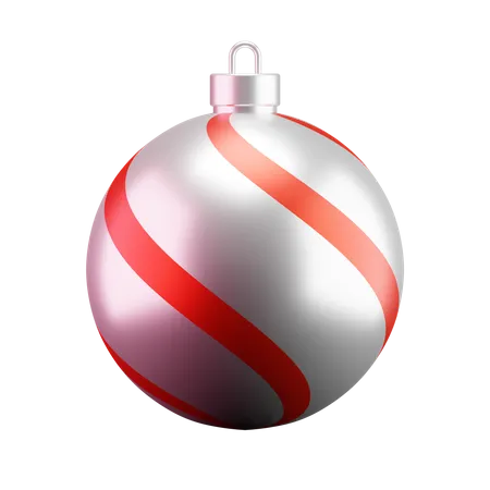 Christmas Silver Bubble With Red Line Decoration 3 D Rendering Icon 3D Illustration
