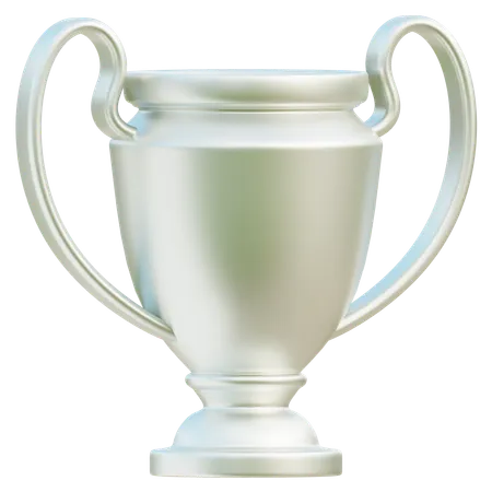 Classic Silver Championship Trophy With Elegant Handles Rendered In 3 D Standing On A White Base Symbolizing Victory And Honor In Competition 3D Icon