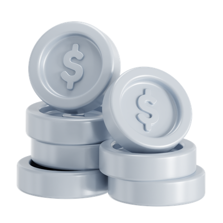 Silver Coin Bunch  3D Icon
