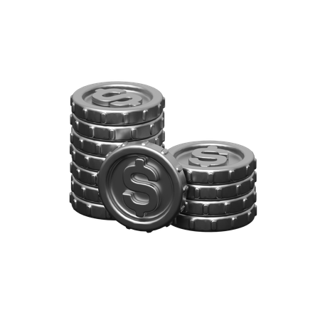 Silver Coins  3D Icon