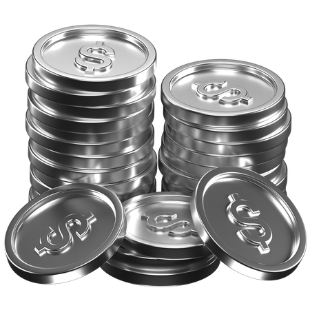 Silver Coins Stack  3D Icon