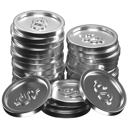 Silver Coins Stack 3D Icon