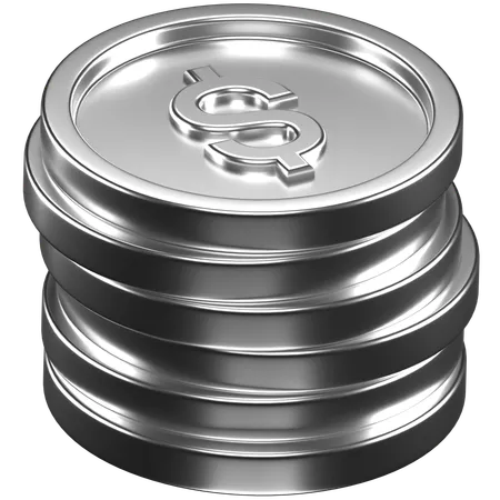 Silver Dollar Coins  3D Icon