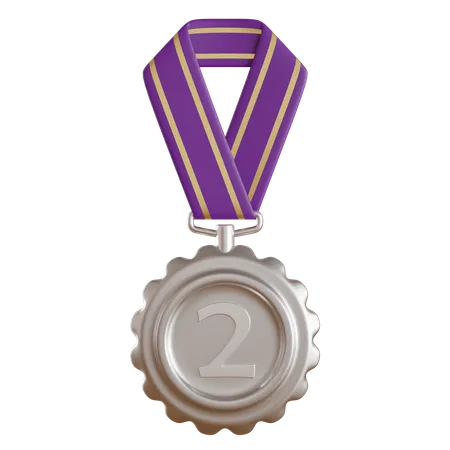 Silver Medal Isolated On Transparent Background 3D Icon
