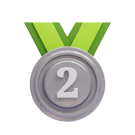 Silver medal with number  3D Icon