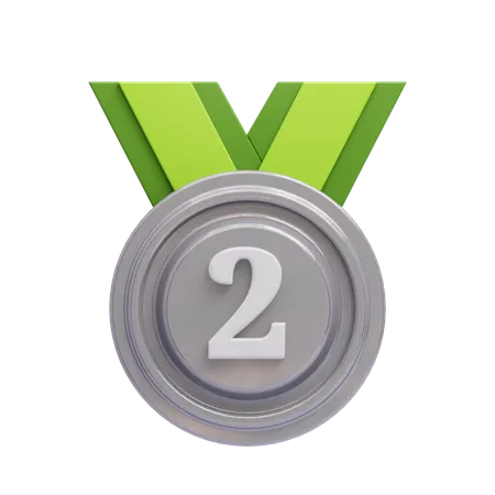 Silver medal with number  3D Icon