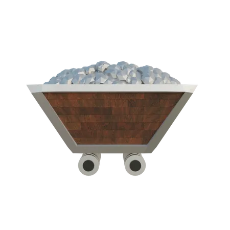 Silver Mine Cart  3D Illustration