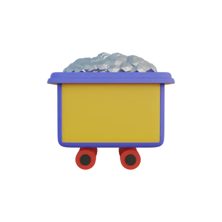 Silver Mine Cart  3D Illustration