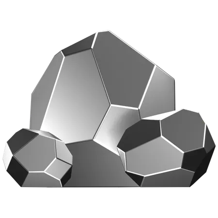 3 D Icon Of Some Chunk Nuggets Of Silver Ore 3D Icon