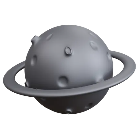 Silver Planet With Ring  3D Icon